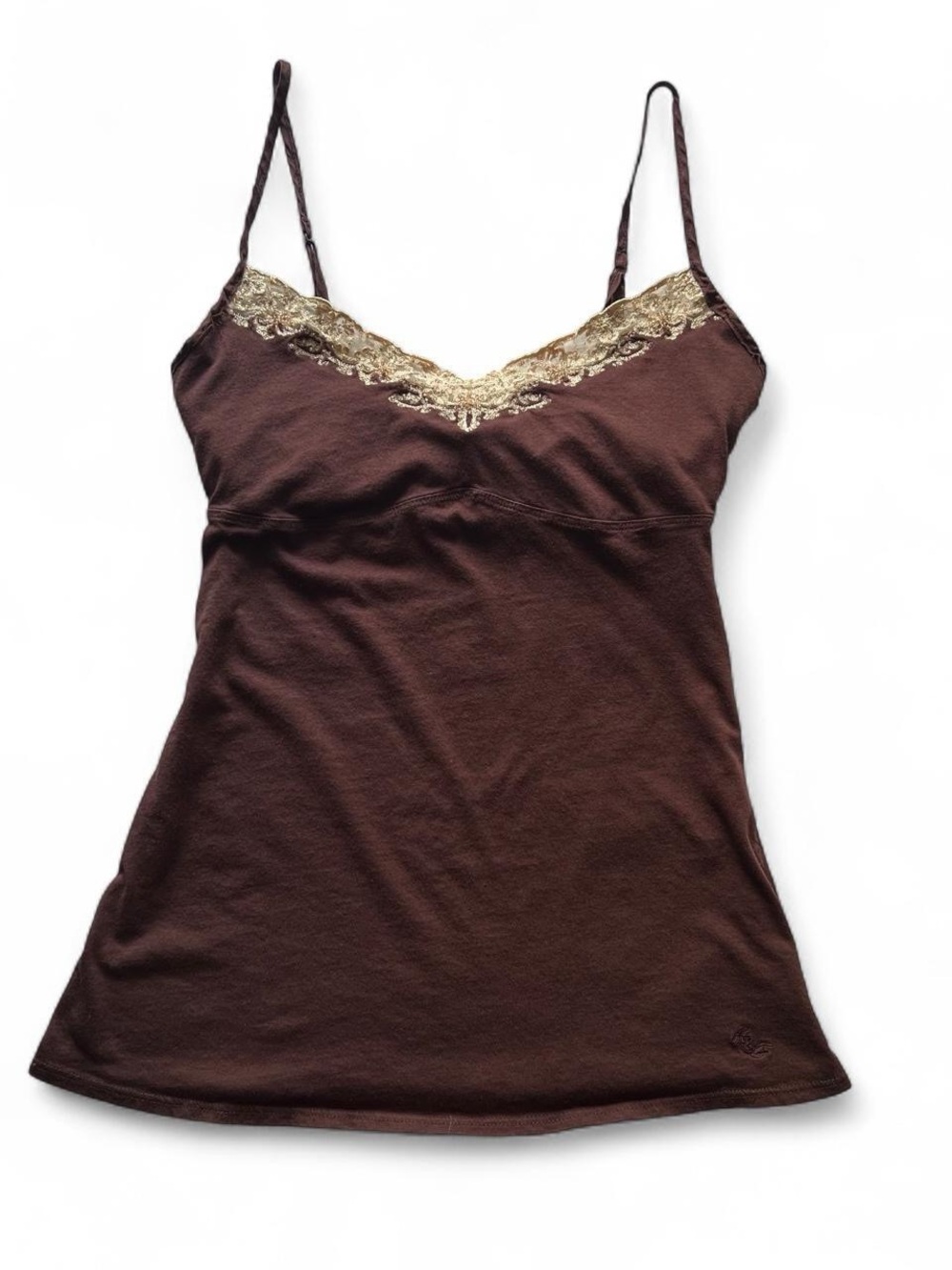Abercrombie & Fitch Brown Babydoll Cami with Beaded Lace Trim - Picture 2 of 8